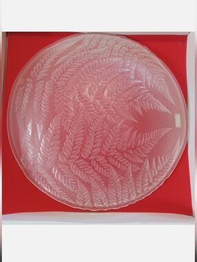 Vintage HOYA Crystal "Frosted Fern" Serving Platter - Japan With Original Box